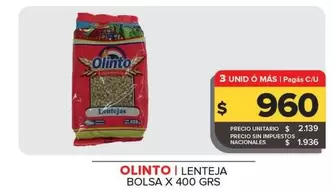Olinto - Lenteja Bolsa