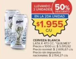 Quilmes - CERVEZA BLANCA LATA X 473 CC.