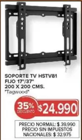 Tagwood - SOPORTE TV HSTV81 FIJO 17"/37"