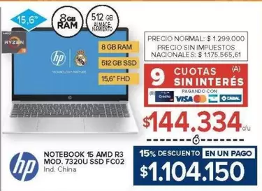 HP - NOTEBOOK 15 AMD R3 MOD. 7320U