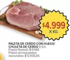X$ - PALETA DE CERDO CON HUESO/ CHULETA DE CERDO