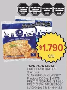 Carrefour - TAPA PARA TARTA CRIOLLA/HOJALDRE