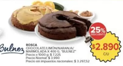 X$ - ROSCA CHOCOLATE/LIMÓN/NARANJA/MARMOLADA