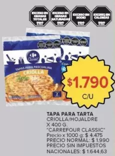 Carrefour - TAPA PARA TARTA CRIOLLA/HOJALDRE