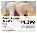 X$ - Cuarto trasero de pollo fresco