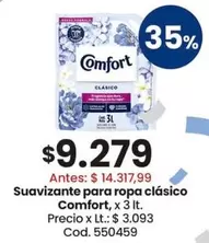 Comfort - Suavizante para ropa cl
uevo sico, x 3 lt.