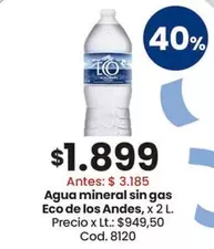 Eco de los Andes - Agua mineral sin gas , x 2 L.