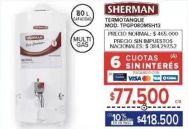 sherman - TERMOTANQUE MOD. TPGP080MSH13