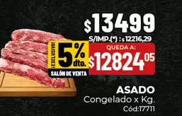 X$ - ASADO Congelado x Kg. Cód:17711