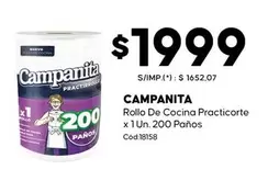 Campanita - Rollo De Cocina Practicorte x 1 Un. 200 Paños Cód:18158