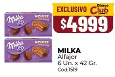 Milka - Alfajor 6 Un. x 42 Gr. Cód:1519