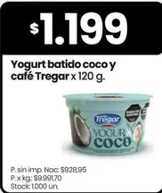 Tregar - Yogurt batido coco y cafe