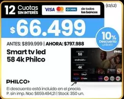 Philco - Smart tv led 58 4K