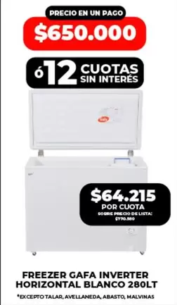 Gafa - FREEZER GAFFA INVERTER HORIZONTAL BLANCO 280LT