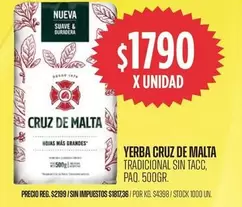 Cruz de Malta - YERBA CRUZ DE MALTA TRADICIONAL SIN TACC
