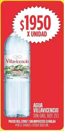 Villavicencio - AGUA SIN GAS