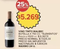 Elementos - VINO TINTO MALBEC