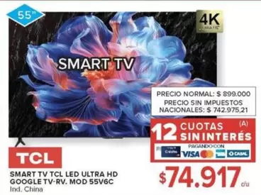 TCL - SMART TV LED ULTRA HD GOOGLE TV