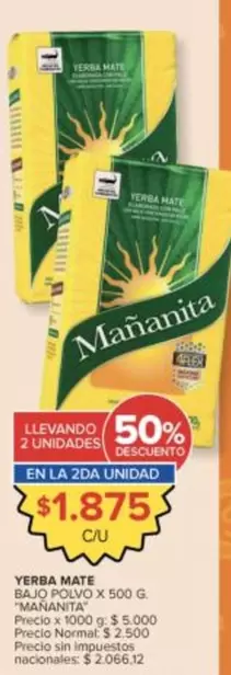 Mañanita - YERBA MATE BAJO POLVO X 500 G