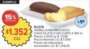 Carrefour - BUDÍN VAINILLA/MARMOLADO/CHOCOLATE/CON CHIPS