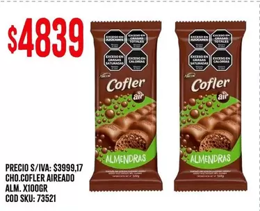 Cofler - CHO.COFLER AIREADO ALM. X100GR