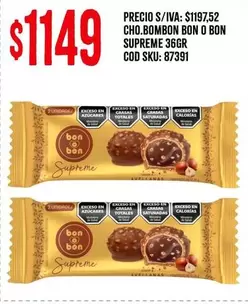 Bon o Bon - CHO.BOMBON BON O BON SUPREME 36GR COD SKU: 87391
