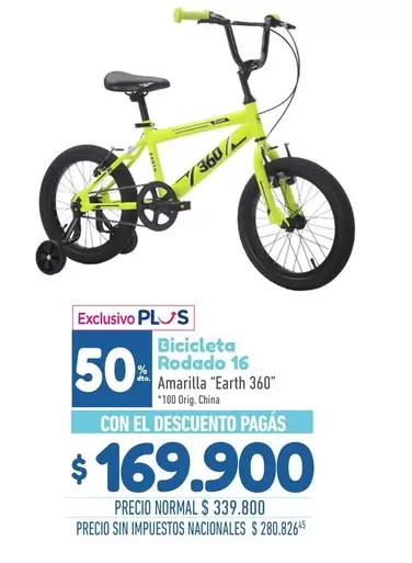 Bicicleta Rodado 16 Amarilla "Earth 360"