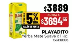 Playadito - Yerba Mate Suave x 1 Kg. Cód:18093