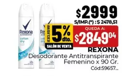 Rexona - Desodorante Antitranspirante Femenino