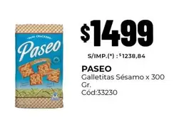 Paseo - Galletitas Sésamo x 300 Gr. Cód:33230