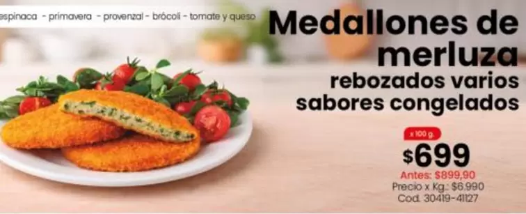 X$ - Medallones de merluza rebozados varios sabores congelados
