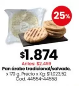 X$ - Pan árabe tradicional/salvado, Cod. 44554-44558