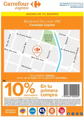 Catálogo Carrefour Express en Buenos Aires | Express | Boulevard San Juan 490, Córdoba | 2025-09-04T00:00:00.000Z - 2025-10-04T00:00:00.000Z