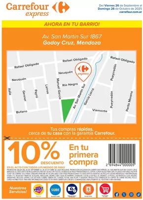 Catálogo Carrefour Express en Buenos Aires | Express | Av. San Martin Sur 1867 Godoy Cruz, Mendoza. | 2025-09-26T00:00:00.000Z - 2025-10-26T00:00:00.000Z