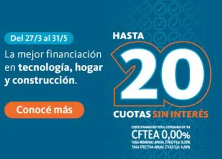 Catálogo Banco Nación en Juan José Castelli | Hasta 20 cuotas sin interes | 2026-04-07T00:00:00.000Z - 2026-05-31T00:00:00.000Z