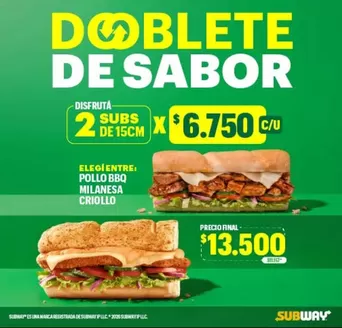 Catálogo Subway | Promocion! | 2026-08-20T00:00:00.000Z - 2026-08-31T00:00:00.000Z
