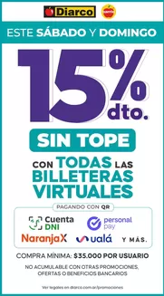 Catálogo Diarco | 15 OFF BILLETERAS SÁB Y DOM | 2026-09-12T00:00:00.000Z - 2026-09-13T00:00:00.000Z