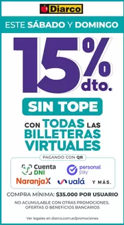 Catálogo Diarco en Chos Malal | 15 OFF BILLETERAS SÁB Y DOM | 2026-09-12T00:00:00.000Z - 2026-09-13T00:00:00.000Z