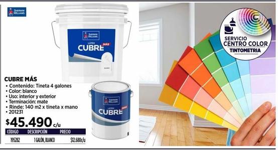LÁTEX CUBRE MAS BLANCO SHERWIN WILLIAMS 4 GALONES