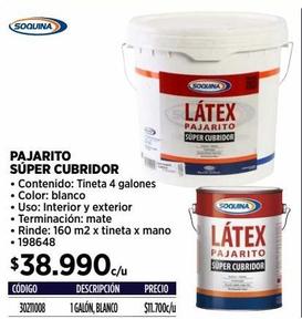 LÁTEX PAJARITO BLANCO 4 GALONES