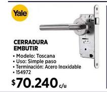 CERRADURA DE MANILLA INOXIDABLE SIMPLE PASO