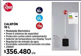 CALEFONT RHEEM 10 LT IONIZADO TIRO NATURAL GAS LICUADO