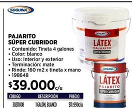 Pajarito súper cubridor Soquina