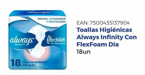 Toallas Higiénicas Always Infinity FlexFoam Con Alas