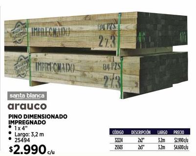 PINO DIMENSIONADO IMPREGNADO 1" X 4" 3,2 MT