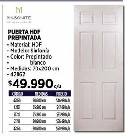 PUERTA SINFONÍA 70X200 CM HDF PREPINTADA BLANCO