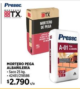 MORTERO PEGA ALBAÑILERÍA PRESEC 25 KG