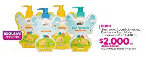 Bubu - Shampoo, Acondicionador, Emulsionado O Jabón + Shampoo 2 En 1