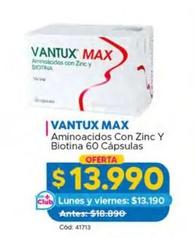 Vantux Max - Aminoacidos Con Zinc Y Biotina 60 Cápsulas