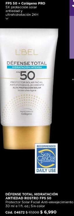 L'Bel - Defense Total Hidratacion Antiedad Rostro Fps 50
